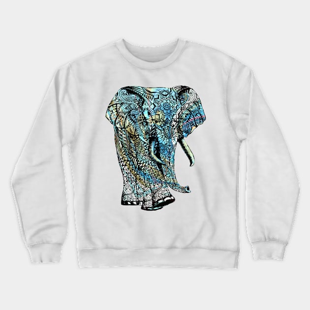 Intricate Asian Elephant Colorful Illustration Crewneck Sweatshirt by VintCam